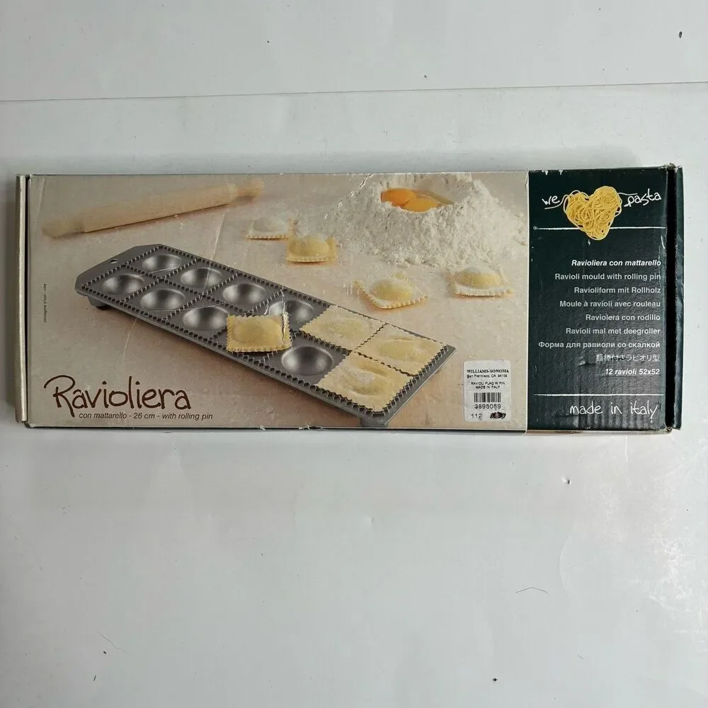 New Williams-Sonoma Ravioliera Set-Made in Italy: Roller And Pile New Open Box